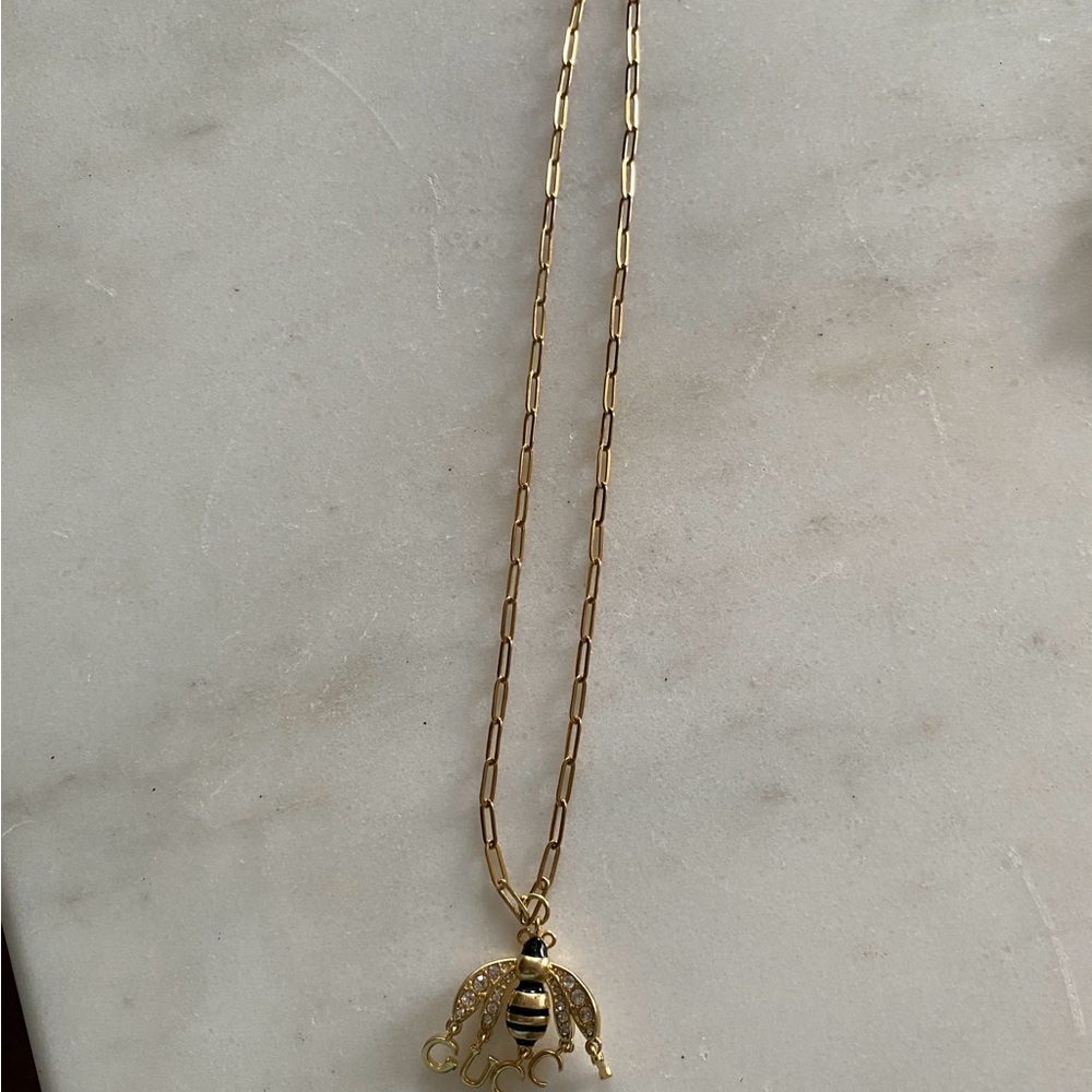 Gold Bee Pendant Necklace